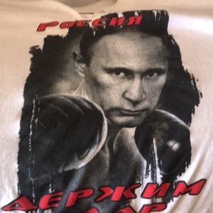 Putin In Boxing Gloves Distressed White Tee T-shirt